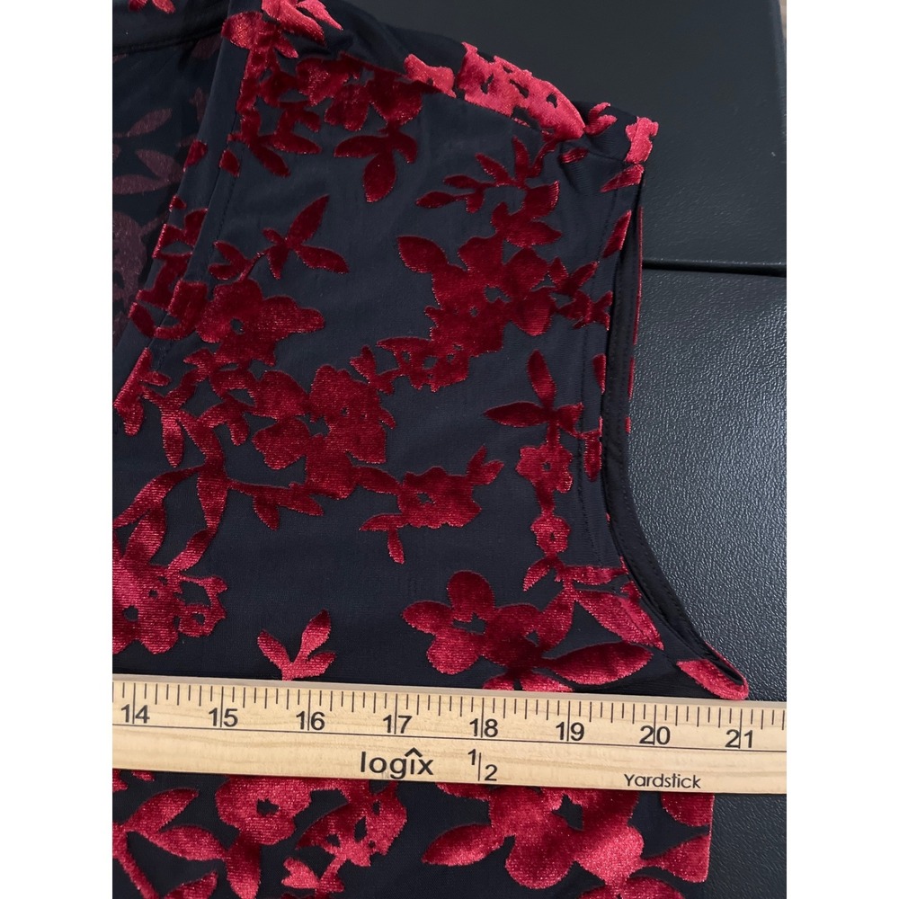 Dear John Yanis Red Black Burnout Velvet Floral Top Dark Romance Soft Grunge S - Picture 4 of 9